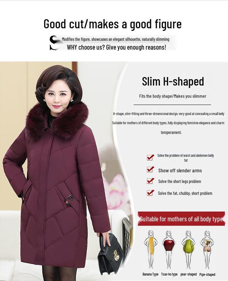 2024 Winter Down Jacket Women Plus Size Fur Collar Fashionable Warm Thickened Mother Trend