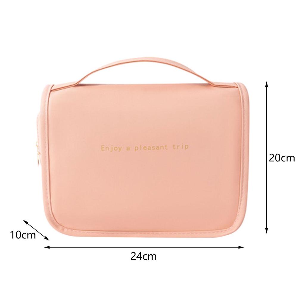 Toiletry Bag Hanging Travel Makeup Fashion Waterproof with Hook Large Capacity PU Leather
