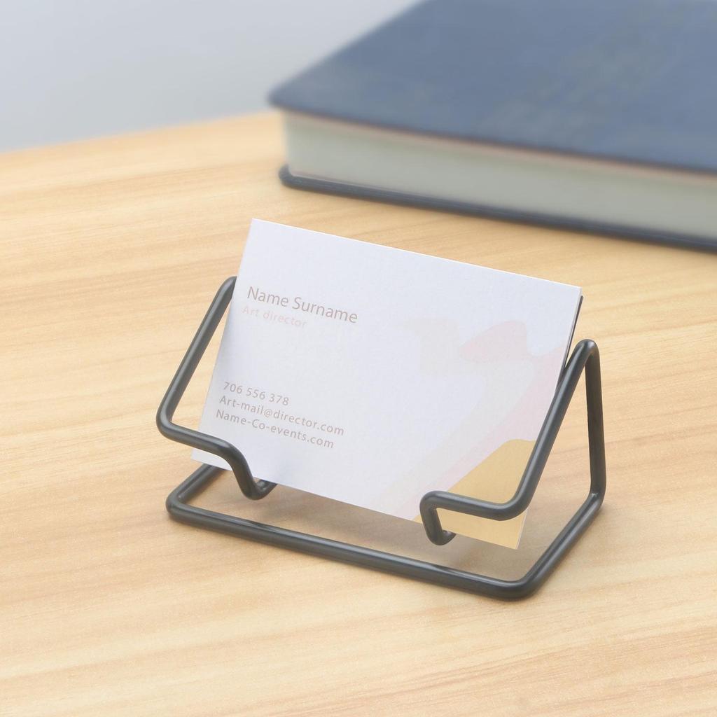 Elegant Black Metal Desktop Business Card Holder for Modern Offices & Hotels