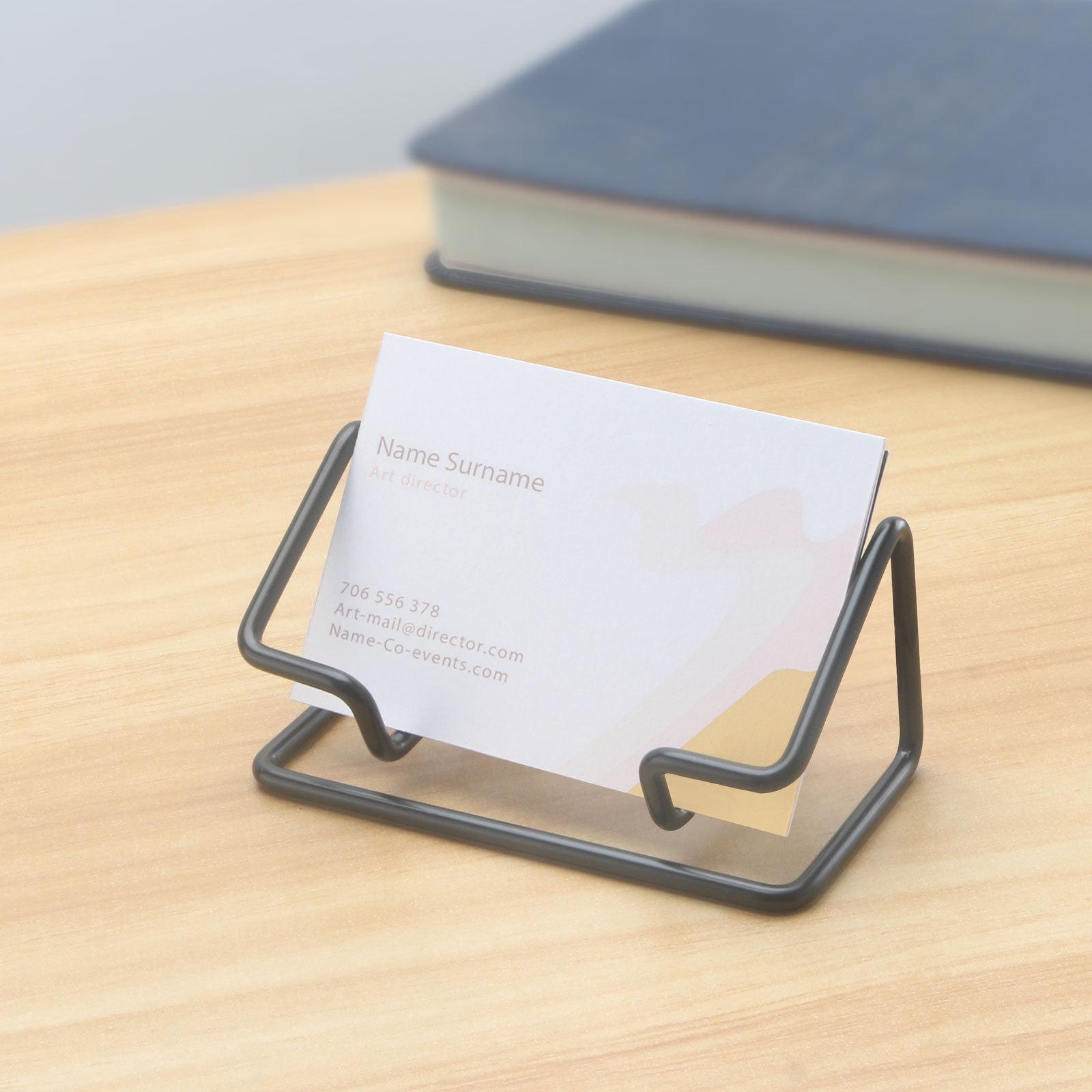 Элегантный черный металлический настольный держатель для визиток для современных офисов и отелей чёрный