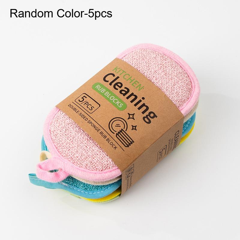 

5pcs Multifunctional Sponge Wipes Washable Reusable Non-Scratch Cleaning Brushes Kitchen Bathroom Pots Pan Dishes Cleaning Brush
