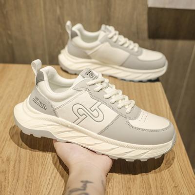 22 Herbstschuhe Lederoberfläche Forrest Gump Laufsohle rutschfest lässige Sportschuhe kleine weiße Dad-Schuhe