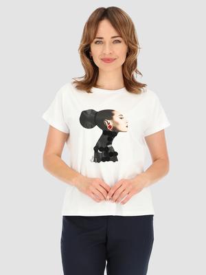Women' Cotton Blouse with the Image of a Woman