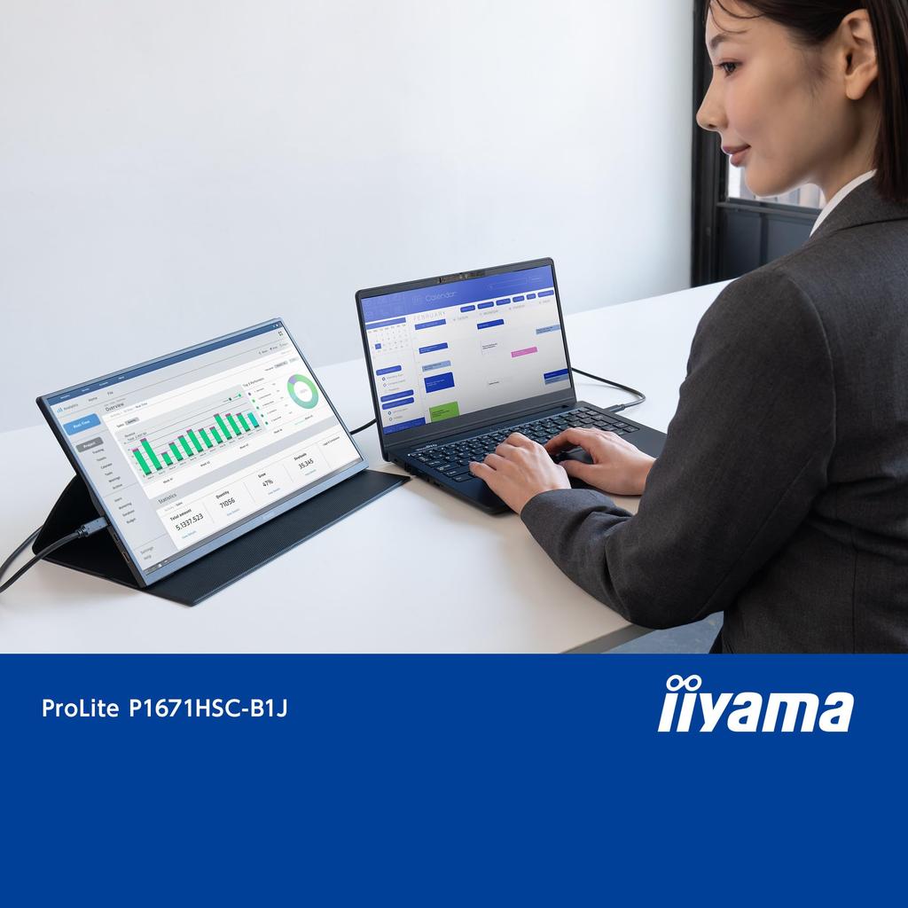 iiyama ProLite Mobile Full HD IPS Domestic Stand Cable USB to Mini Speakers P1671HSC-B1J Monitor, 15.6-inch Display, Matte, 3-Year Manufacturer's