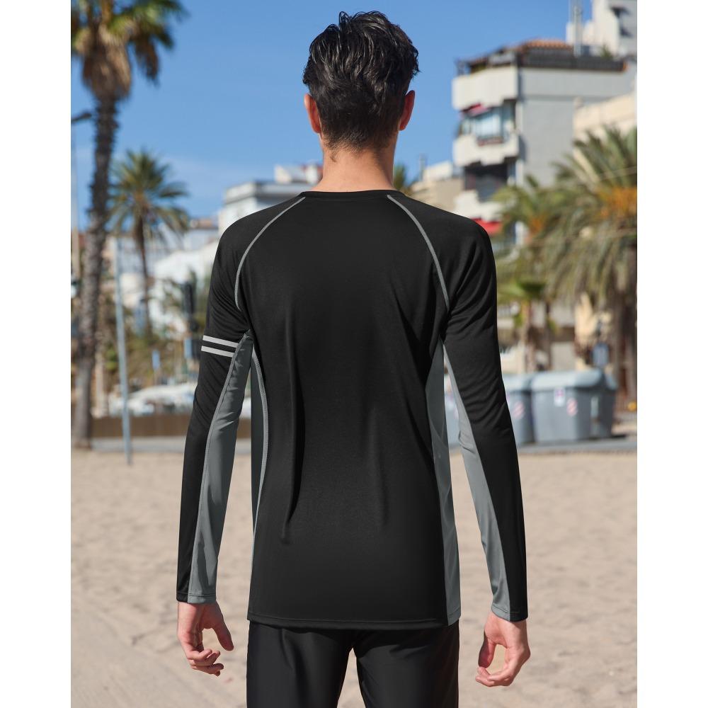 CHARMLEAKS Mens UPF 50+ Long Sleeve Rash Vest Quick Dry Rash Guards Surfing Swim Shirt