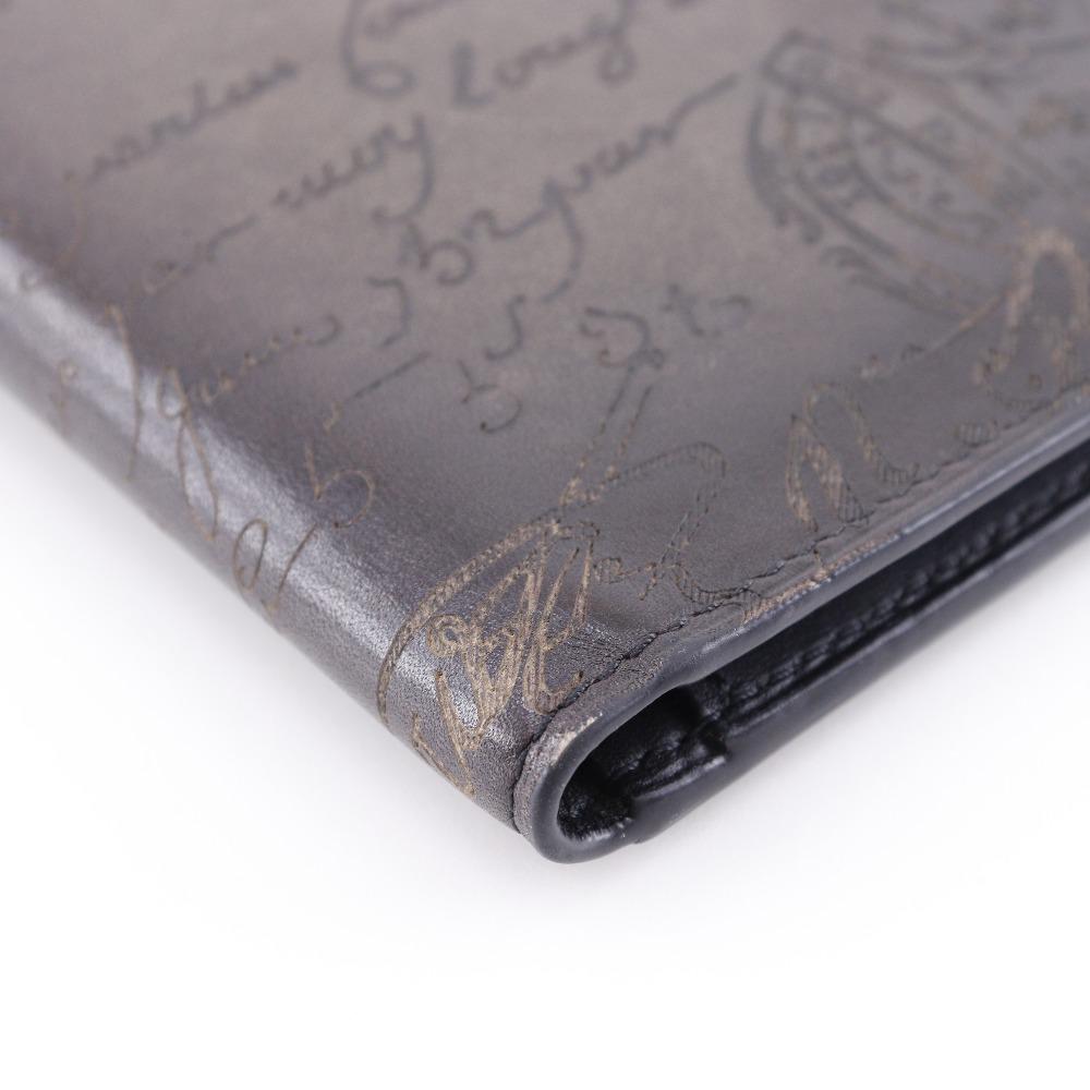 Berluti Neo-Santal Scrit Purse Calligraphy Bifold long wallet Brown Calfskin mens Used