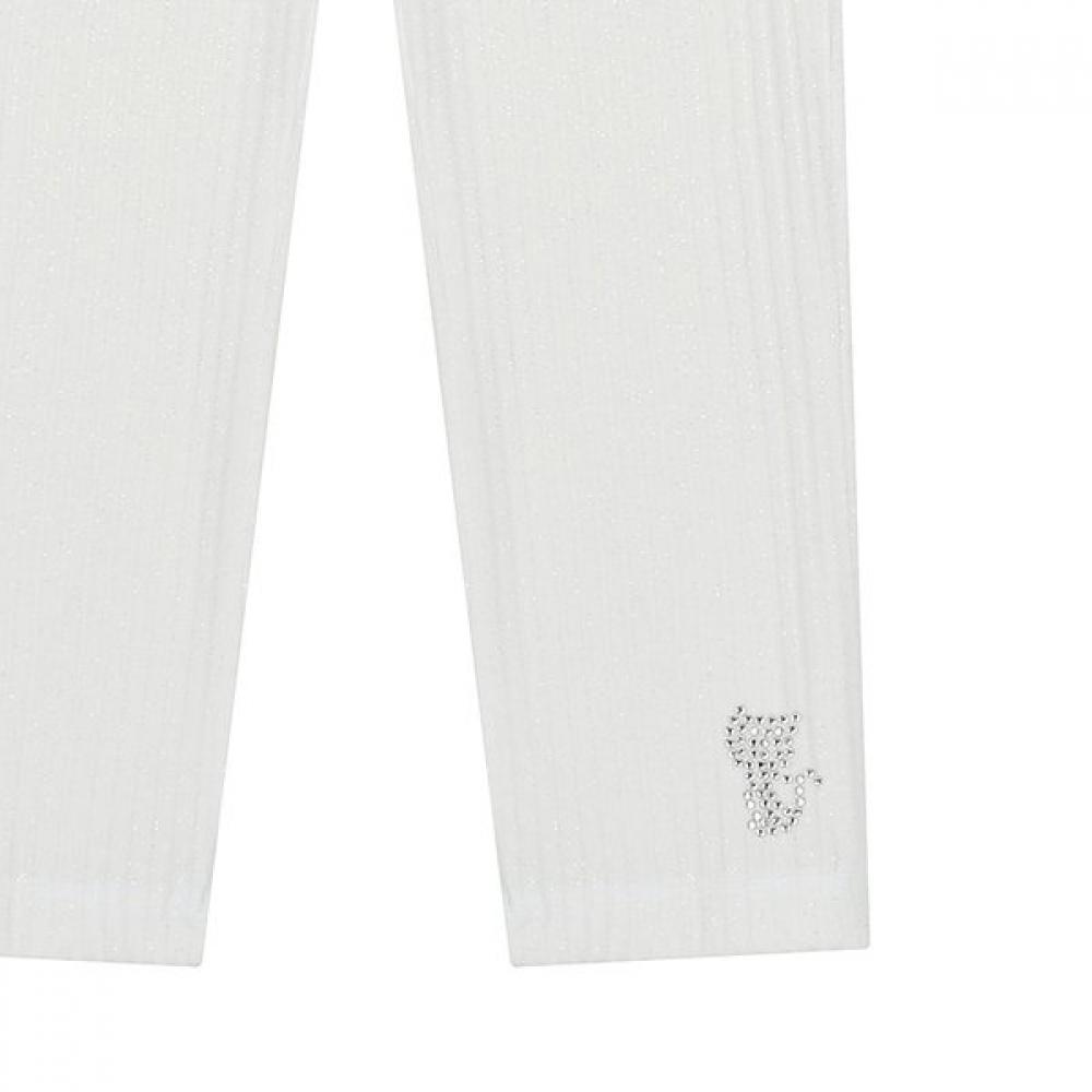 French Cat White Pearl Ribbed Leggings Q64ddp252w1