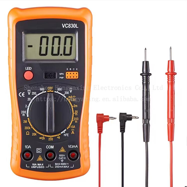 VC830L Digital Multimeter AC/DC 600V Ammeter Volt Ohm Tester LCD Screen Backlight Portable 4-Digit Display 0.1 Accuracy Class