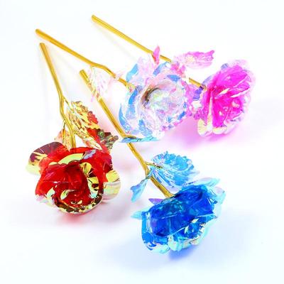 Rosa Iridiscente de Siete Colores con Lámina de Oro de 24 Quilates - Romántico Día de San Valentín, Regalo de Cumpleaños para Esposa o Novia