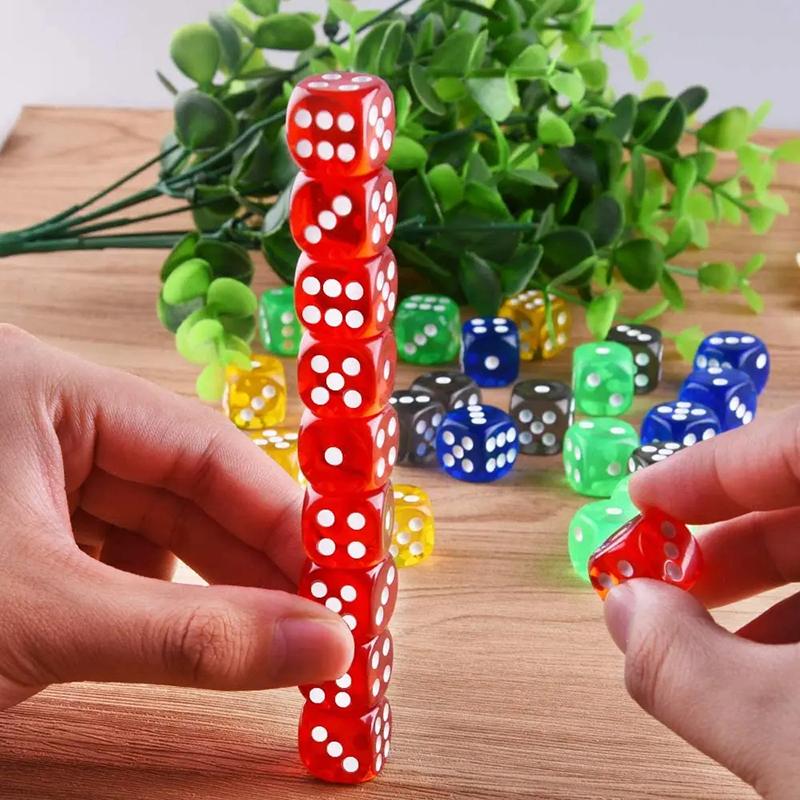 100Pcs/Set 6 Sided Dice 14Mm D6 Clear Color Crystal Acrylic Round Edge Boxed Dice For Tabletop Gaming Party Dnd Ten Per Color