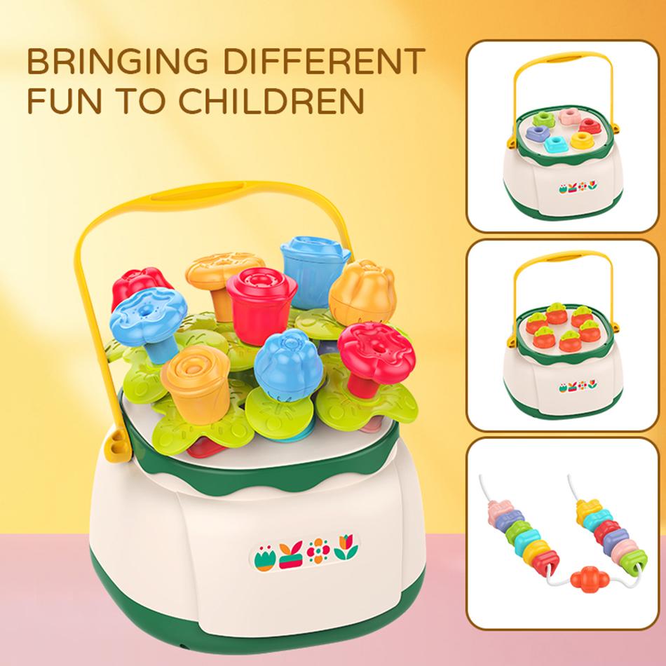 4in1 Baby Montessori Toy Toddler Fine Motor Skills Training Beads Toys Shape Sorting Blocks for Baby Preschool Sensory Activity