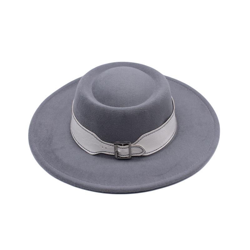 European and American fashion autumn and winter woolen top hat women, British retro temperament big-brimmed jazz hat women's concave felt hat