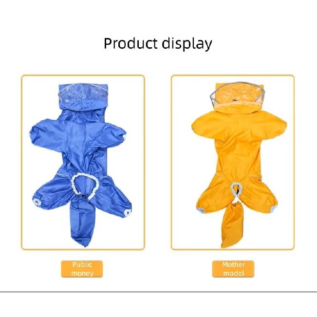 Pet dog Raincoat all inclusive raincoat hooded bag tail rain gear big dog medium to large dog golden haired Samoyed Alaska 5