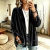DICFY Women's Vintage Casual Solid Color Print Autumn Winter Long Sleeve POLO Neck Jackets & Coats
