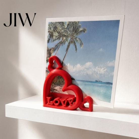 Couple Gift for Anniversary Heart Photo Stand with Embossed LOVE Letters, 3D Printed Vertical Slot Wedding Sign In Table Decoration Picture