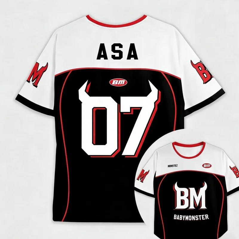 2026 New Y2K Fashion T-Shirt Men and Women BABYMONSTER Youth Round Neck Breathable Quick Drying Jersey Boy's Girl'