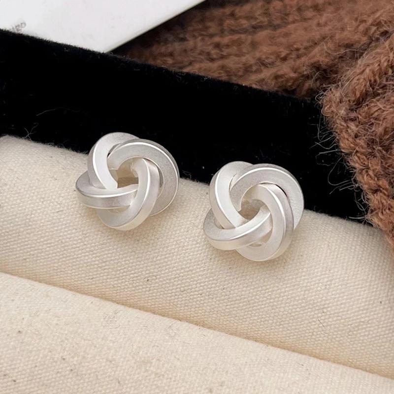 

PONYKISS Sterling Silver Distorted Cross Flower Stud Earrings for Women Minimalist Trendy Fine Plant Accessories
