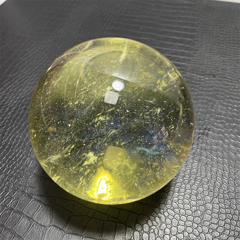 13.6cm High Quality Large Yellow Melting Stone Quartz Balls Feng Shui Crystal sphere Balls for Decoration