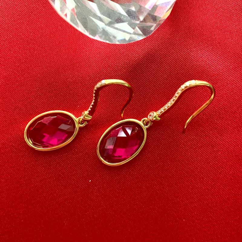 Gica Gema Ruby Earrings 925 Sterling Silver Unique Design Oval Drop Earrings Romantic Fine Jewelry Wedding Party Gifts New Trend 32.3mm