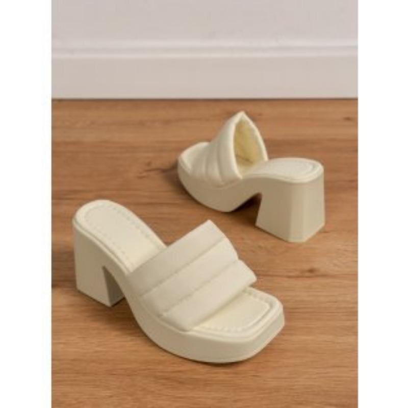 Waterproof platform thick-soled cool slippers, women's trendy outer wear one-word slippers, new thick-heeled high-heeled women's shoes