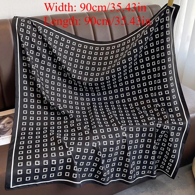 Spring and Autumn New Fashion Twill 90cm Large Square Scarf Women's Silk Scarf Dual-purpose Shawl Yarn with Decorative Scarf