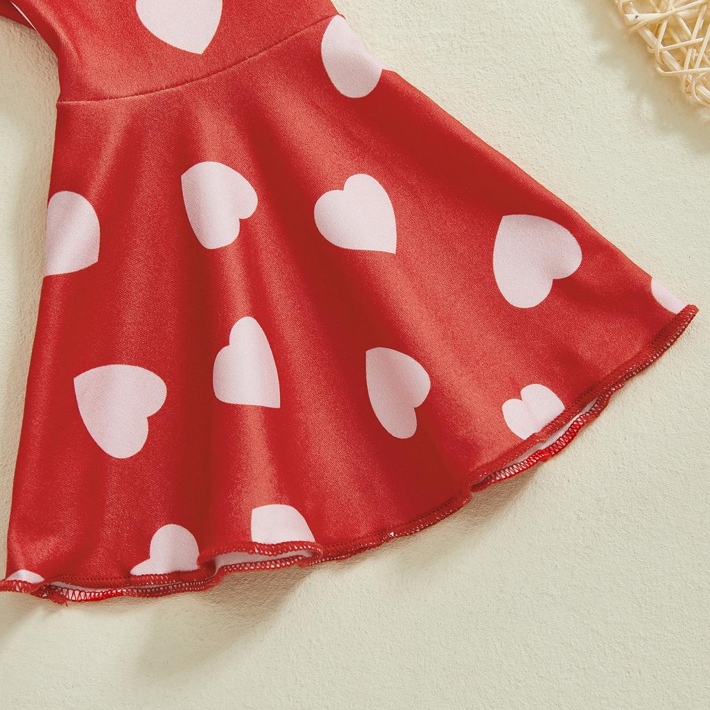 Baby Girls Valentine 's Day Outfits Puff Sleeve Letter Print Romper + Pants + Hat Set Infant Clothes