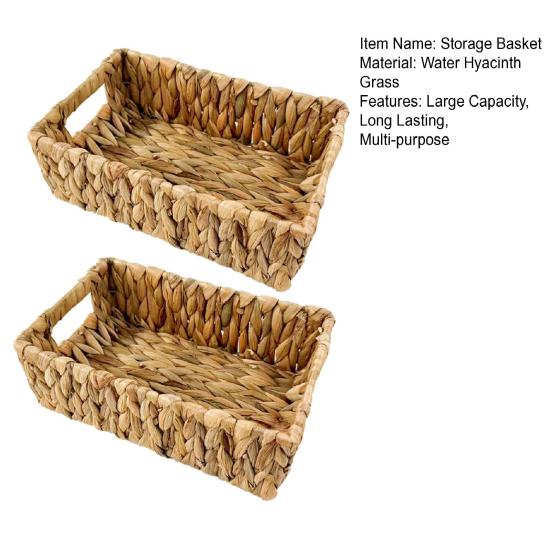 1/2Pcs Storage Basket with Handle Sturdy Structure Large Capacity Strong Load-bearing Hand-Woven Scalloped Edge Wicker Baskets