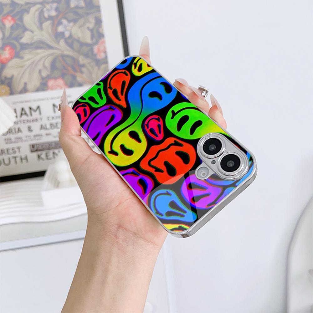 N150 Colour Faces Line Art Drawing Art Phone Case for iPhone 16 15 Pro Max Samsung S24 A54 A35 Xiaomi Redmi Note 13 Plated Frame Tempered Glass Cover
