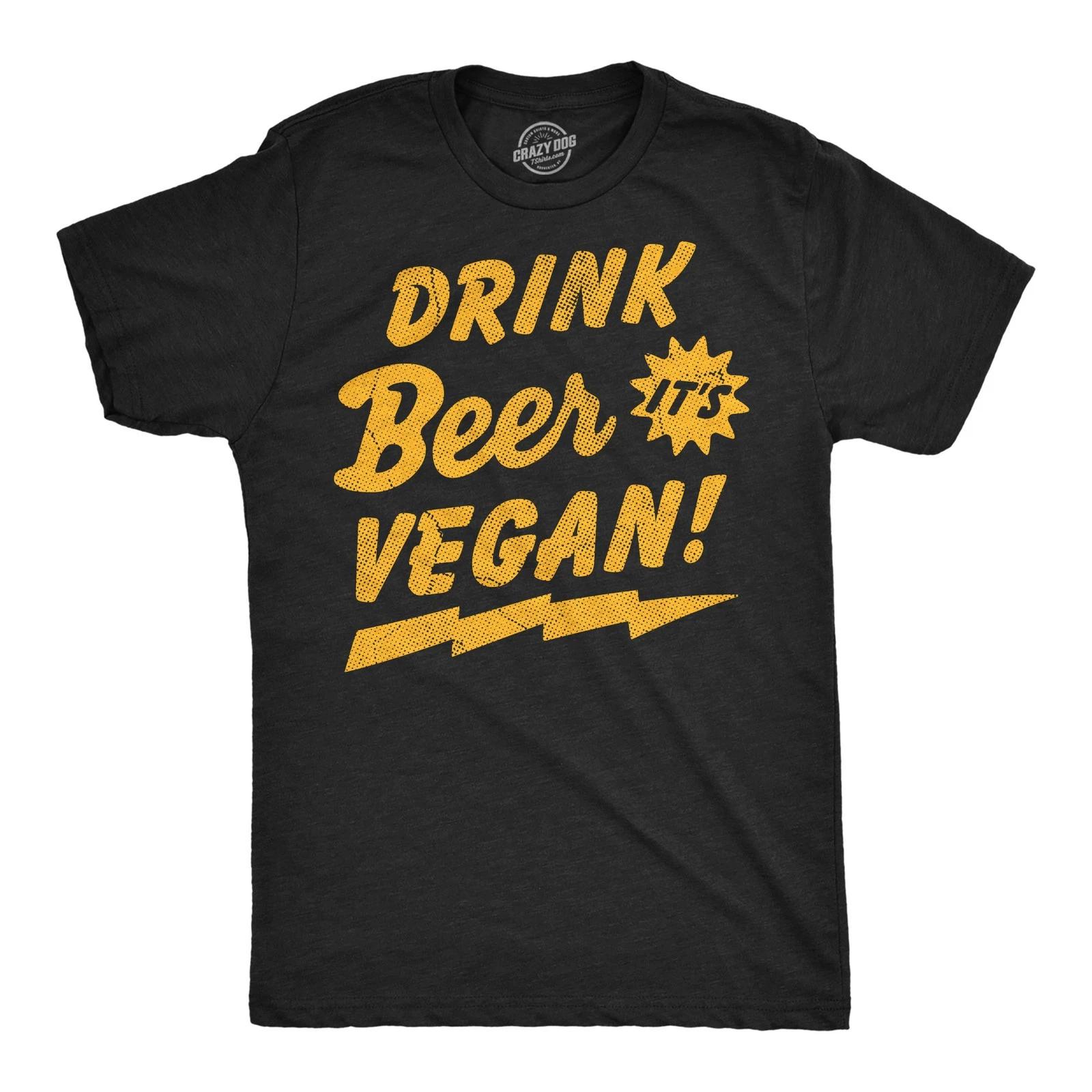 Mens Funny T Shirts Drink Beer Its Vegan Sarcastic Drinking Tee for Men XXXL