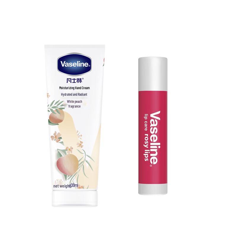 Vaseline White Peach Hand Cream & Rosebud Lip Balm Duo