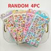 4pcsCute Cartoon Animal Cat and Fruit 3D Embossed Stickers, Handmade Stickers for Diary Decoration, Cute Stationery Stickers