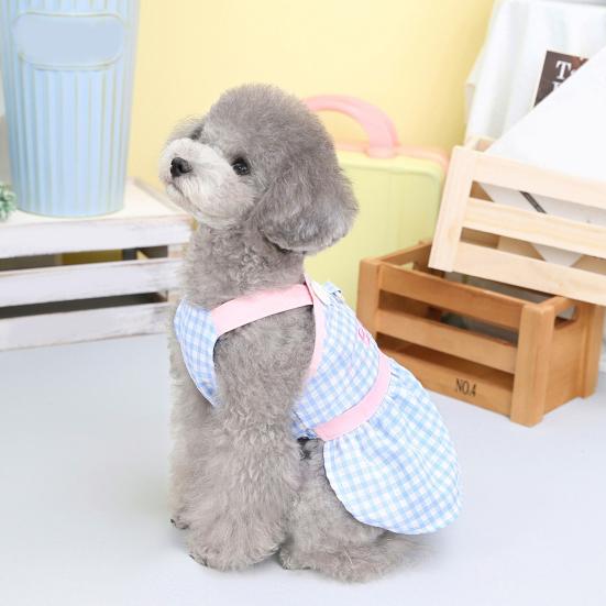Pet Princess Dress Sleeveless Ruffle BABY Embroidery Buttons Plaid Spring Summer Small Dog Puppy Clothes Pet Supplies