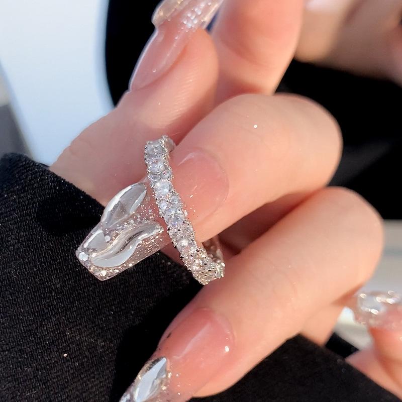 Women's High-End Zircon Diamond Star Meteor Ring - Luxury Plain Band Tail Ring Holder