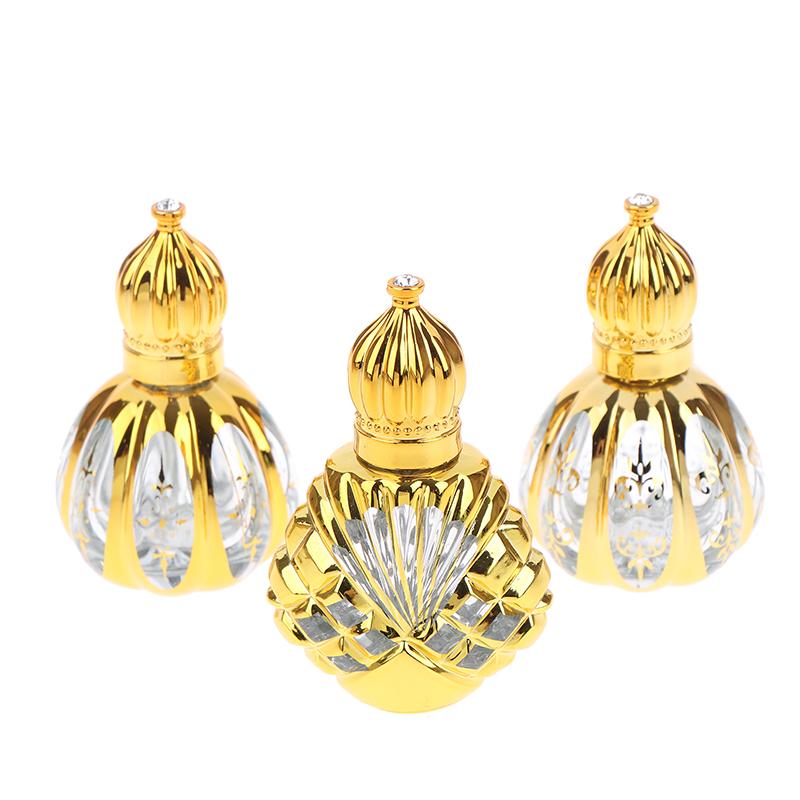 Botella Roll-On de 13 ml Vidrio Mini Contenedor de Aceite Esencial Viales Cosméticos Portátiles Botella para Mezclar Perfume Oro Botella Roll-On Vacía