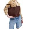 Coach Tote Bag 28 With Metal Logo Snap Closure Polished Pebble Leather Women tote bags Brass Maple CU056-B4MPL