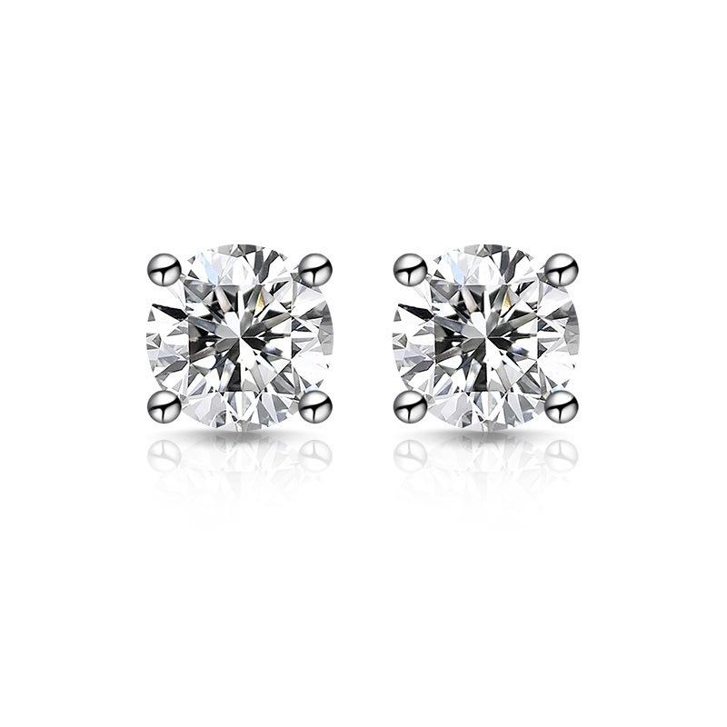 2026 Fashion Versatile Inlaid Zircon S925 Silver Stud Earrings Four-claw Color Diamond Earrings Light Luxury Earrings