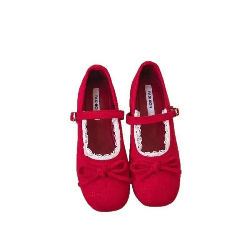 Zarte Mary Jane Schuhe 2025 neu Frühling und Sommer Französische Einzelne Schuhe Flacher Ausschnitt Höhenerhöhend Vielseitige Ballerinas