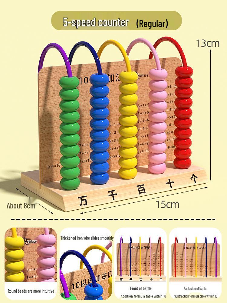 Пятирядные счеты: Помощь по математике для первого и второго класса для сложения и вычитания