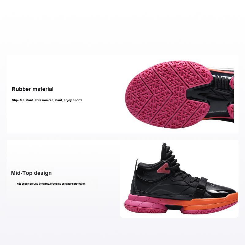 Li Ning Youth Mid-Top Basketball Shoes Kids Sneakers Black YKBQ054-1