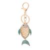 Keychain Pendant Rhinestones Inlaid Hollow Fish Design Key Chain with Anti-Oxidation Lobster Clasp Backpacks Accessory