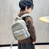 Breathable Chic Plush Leopard Print Backpack For Children In Grey Tan And