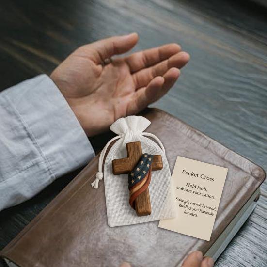 1/2 Stück Glaube Stärke Taschenumarmung mit Inspirationskarte Tragbare Holz Patriotische Glaubensmarke Dekoration Christliche Religiöse Geschenke