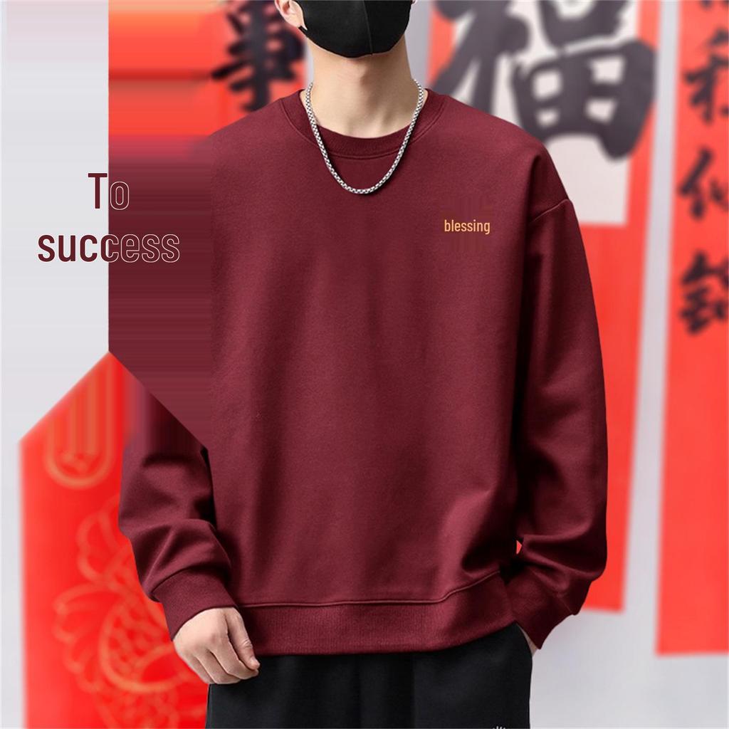 Schweres Herren-Sweatshirt mit Rundhalsausschnitt – Trendiger Pullover im Hongkong-Stil für Frühling und Herbst.