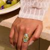 Edelstahl Seestern Blauer Ring Schmuck Für Frauen Verstellbare Größe Anlaufbeständiges Material Urlaubsaccessoire