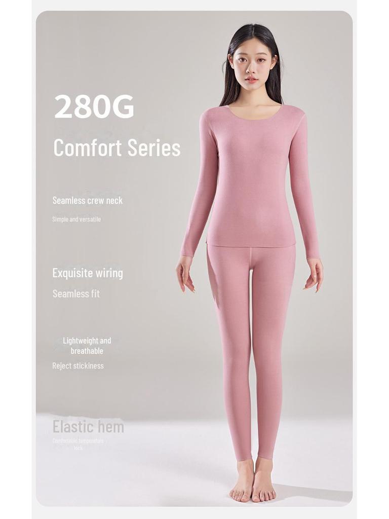 Women's Thermal Underwear Set 2024: Antibacterial, Seamless, Heated, Velvet-Lined, Thick Winter Base Layer with Top and Bottom.