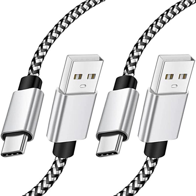USB Type-C Braided Fast Charging Data Cable - 1.23m White, Compatible with Android and Huawei Devices