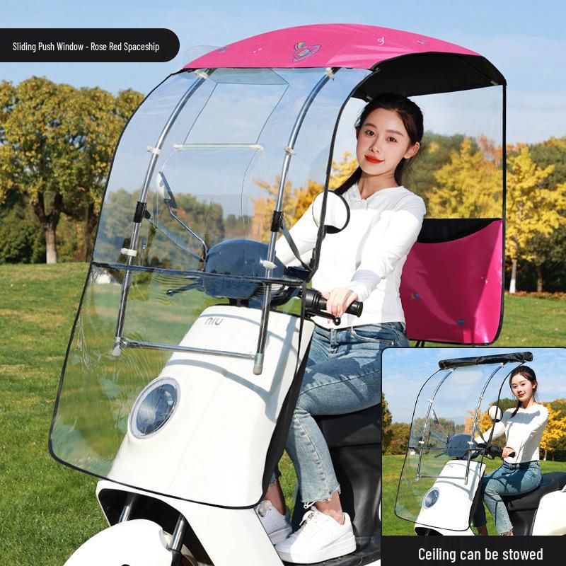 Enhanced Electric Motorcycle Canopy: Rainproof, Removable, and Windproof Umbrella
