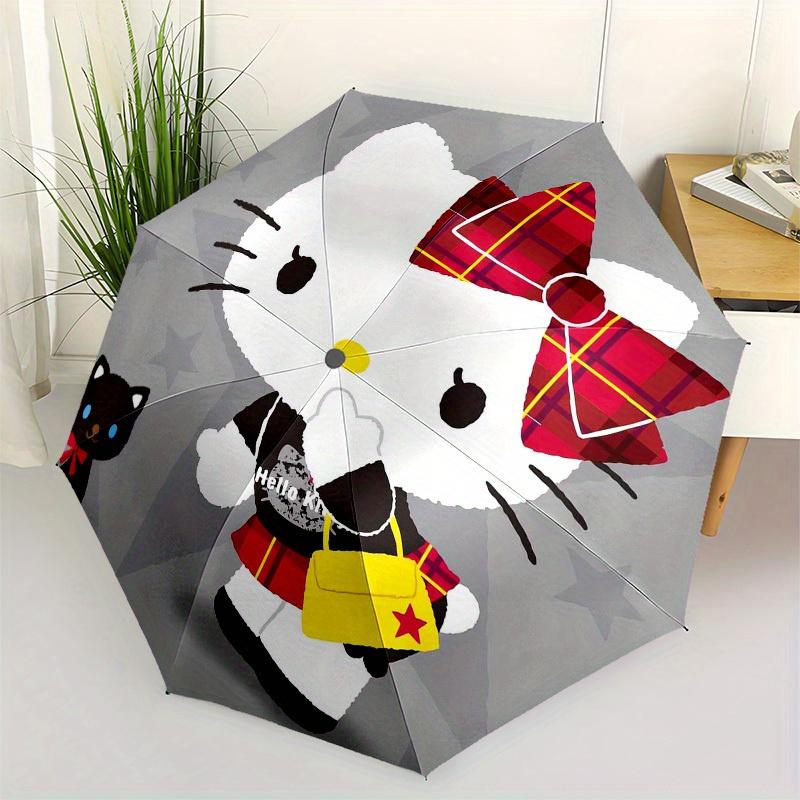 1pc Hello Kitty Tartan Plaid Pattern Umbrella with Plastic Handle,Suitable for All Seasons Home Travel Outdoor UmbrellaSanlio391