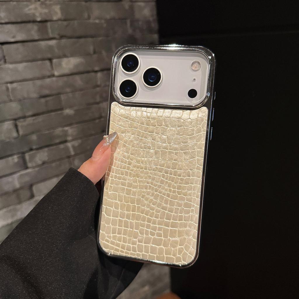 Light Luxury Glossy Crocodile Leather Pattern for IPhone 17air Protective Case for Apple 16promax Electroplated Case
