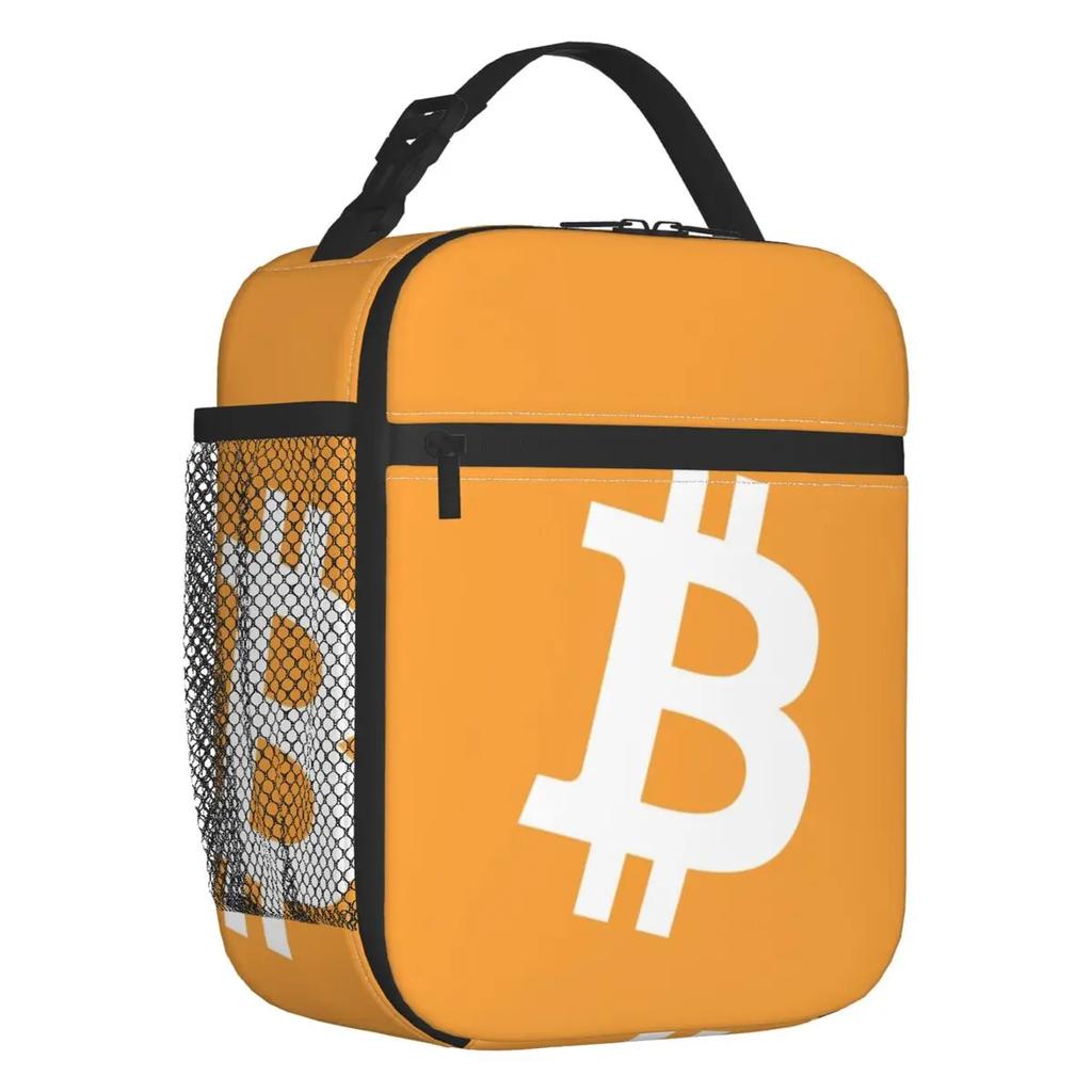 Custom Bitcoin Digital Currency Lunch Bag Women Cooler Warm Insulated Lunch Boxes for Kids School